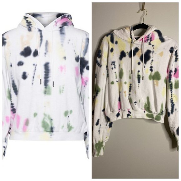 AFRM Sweaters - AFRM Splash Print Fleece Cropped Hoodie
